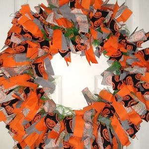 #5 Halloween Pumpkin Round Fabric Wreath